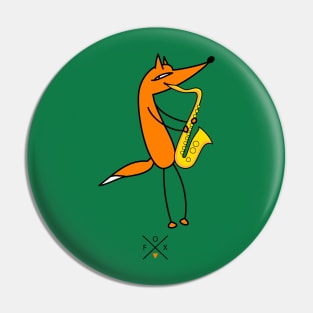 Fox and saxophone Pin