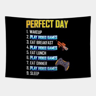 My Perfect Day Play Video Games  Funny Cool Gamer Tapestry