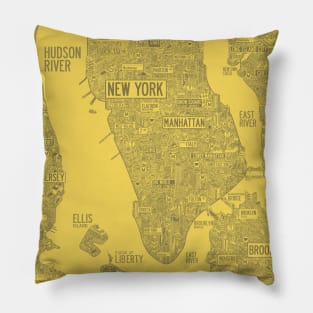 New York city yellow map Pillow