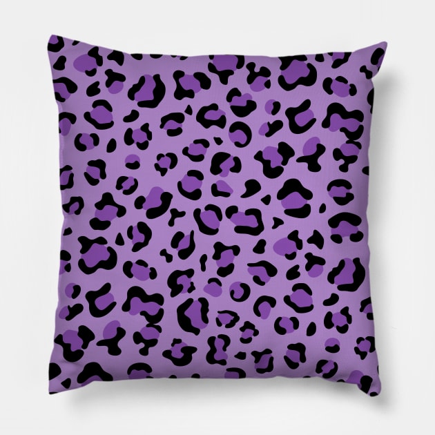 Leopard Print, Leopard Spots, Purple Leopard Pillow by Jelena Dunčević