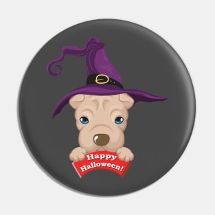 Cute Halloween Puppy Witch Pin