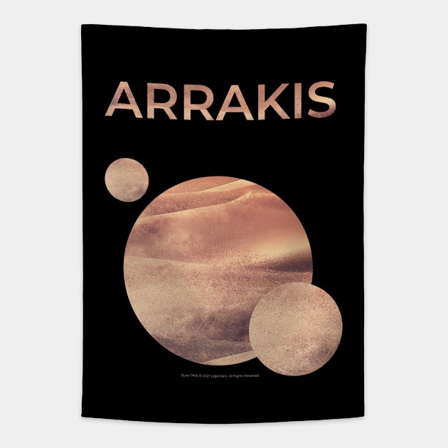 Dune, Arrakis With Two Moons, Minimalist Movie Design Tapestry by Dream Artworks