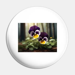 Pansy Abstract Floral Illustration Vintage Since Retro Pin