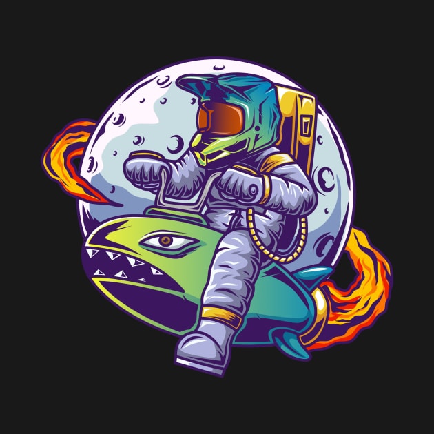 astronaut riding a rocket by otastd