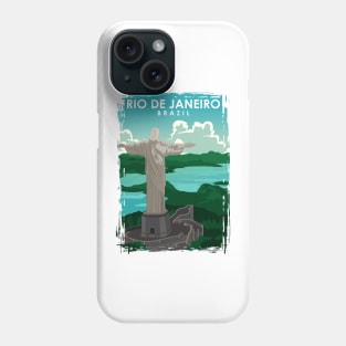 Rio De Janeiro Travel Poster in a vintage and minimal style. Phone Case