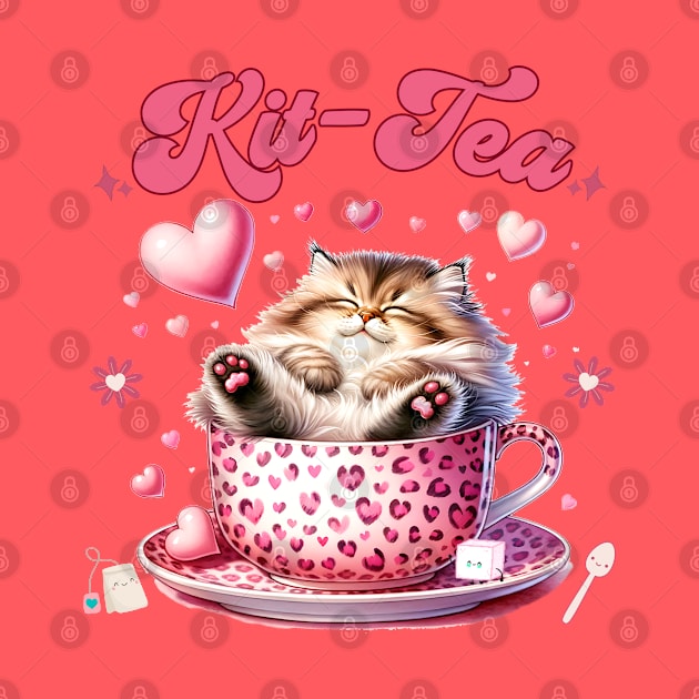 Retro Cute Cat and Tea by Hypnotic Highs