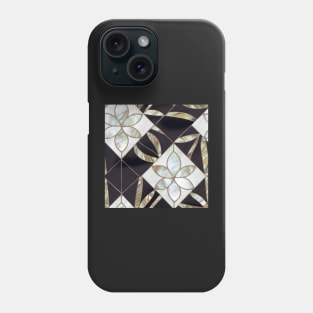 Black Onyx and Mother of Pearl Flowers - Seamless Floral Pattern Phone Case