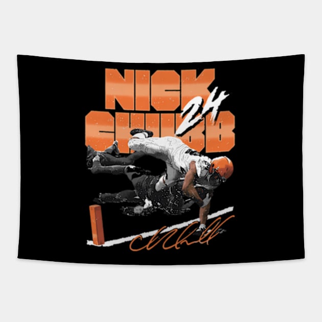 Nick Chubb Cleveland Arm Extend Tapestry by binchudala