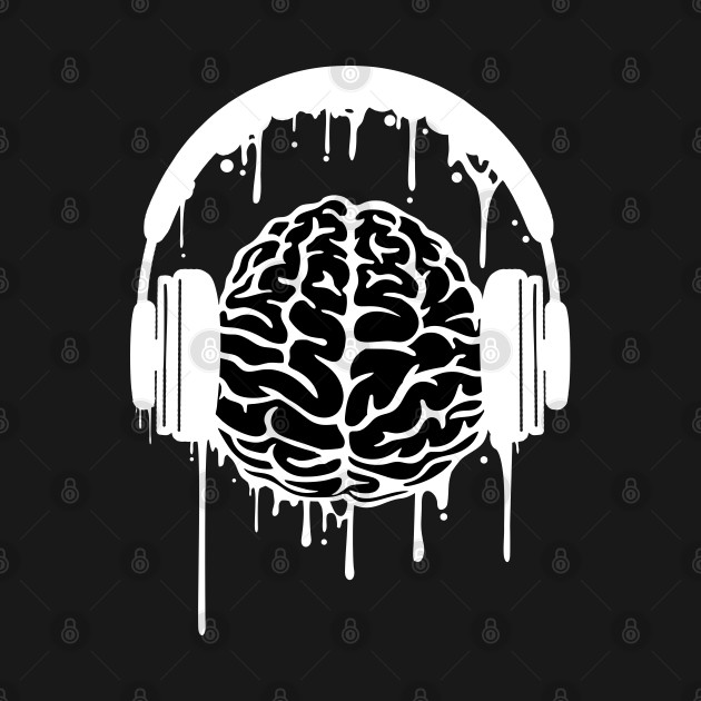 Disover Brain with headphones music illustration - Music Is Life - T-Shirt