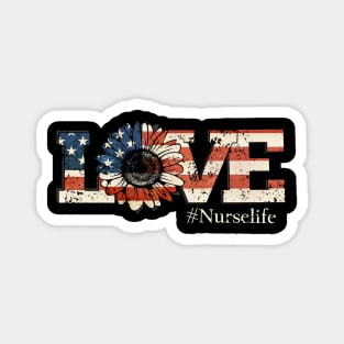 Sunflower Flag American Nurse Life Nursing Clinical RN LPN Magnet