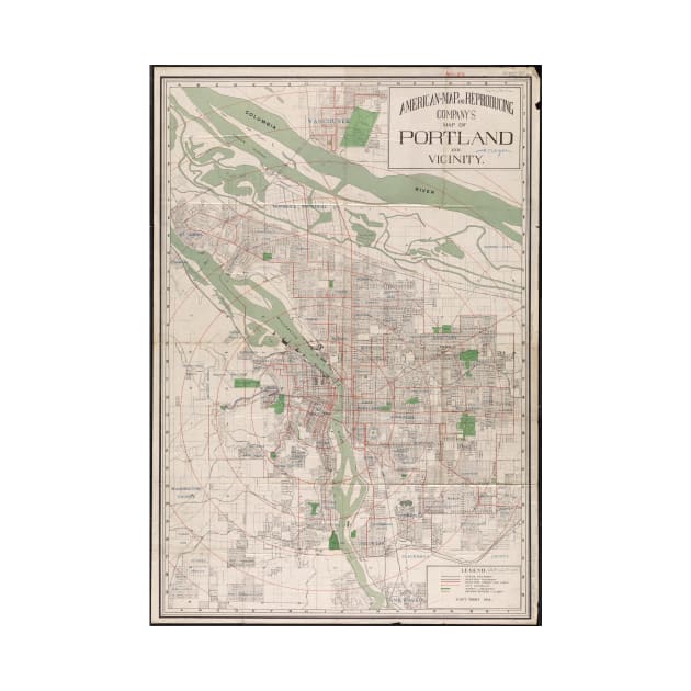 Vintage Map of Portland Oregon (1912) by Bravuramedia