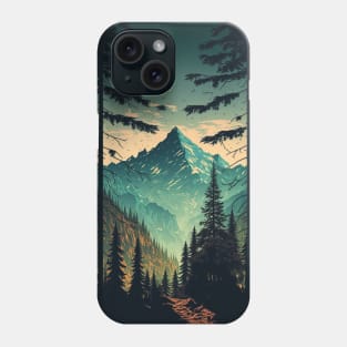 Mountain Scene Pine Trees gift for Camping & Hiking Lovers Phone Case