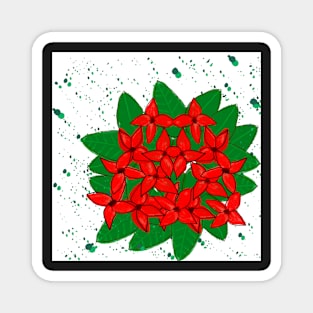 Red flame of the woods flower pattern Magnet