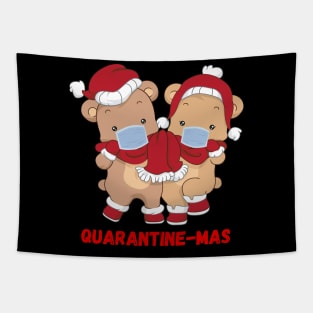 Quarantine-Mas Christmas Bears Christmas Quarantine Cute Bears Wearing Masks Funny Christmas Gift Bear Couple Christmas Couple Tapestry