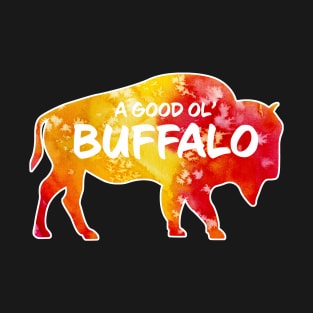 Buffalo Critter - Watercolor Background T-Shirt