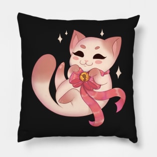 Cute kitty cat with a ribbon Pillow