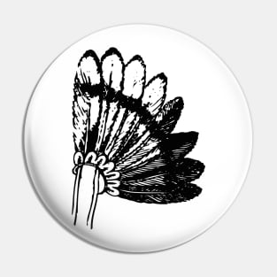 Black indian war bonnet Pin