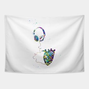 Headphones with Heart Tapestry