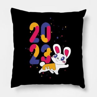 Funny New Years with a cute Rabbit Pillow