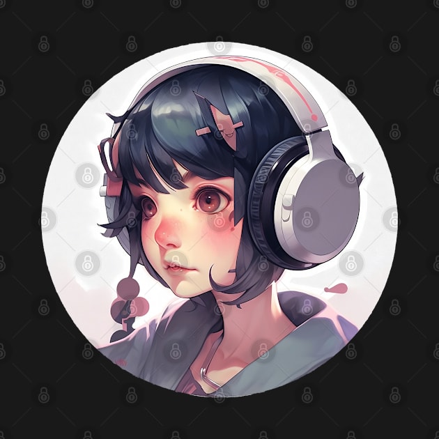 Cute headphone anime girl by AestheticsArt81