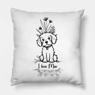 I Love Max Floral Design Pillow