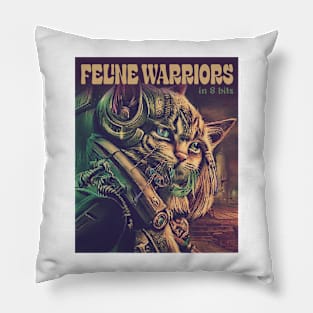 Feline Warriors in 8 bits Pillow