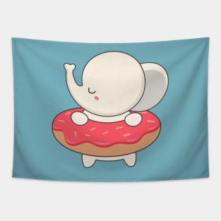 Kawaii Cute Elephant With Donut Tapestry