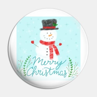 Merry Christmas Snowman Pin