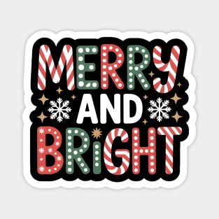 Merry and Bright – Festive Christmas Typography Magnet