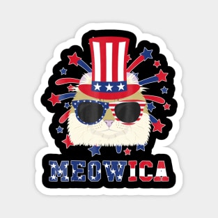 Meowica - American Curl Cat 4th Of July Magnet