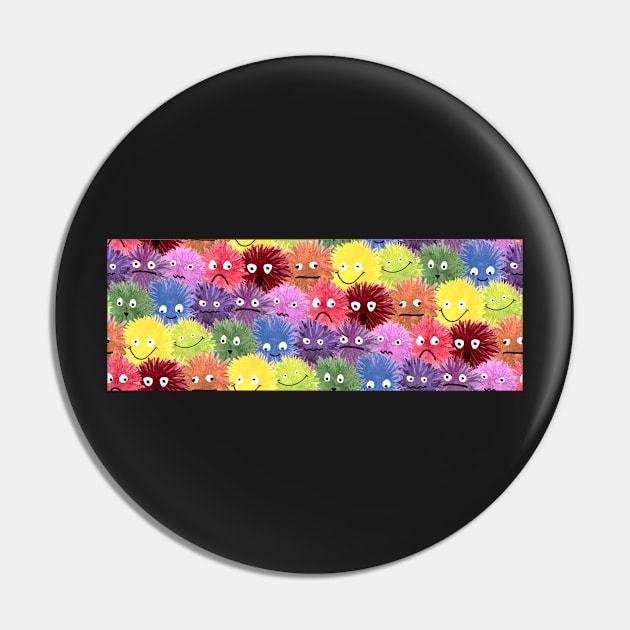 Fluffy Rainbow Monster Faces Pin by gloobella