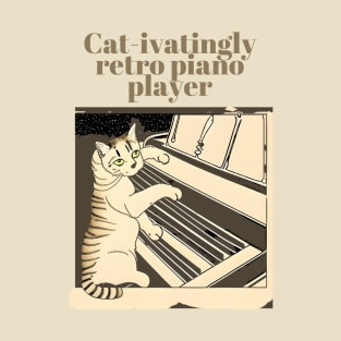 80's Cat Vintage Lazy Piano T-Shirt