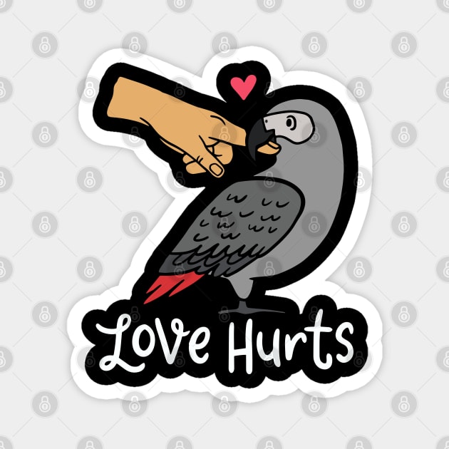 African Grey Parrot: Love Hurts Magnet by maxdax