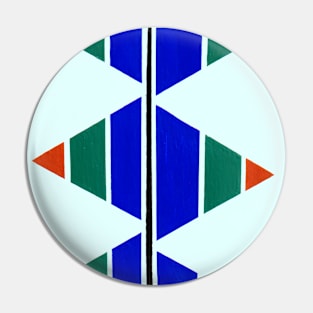 Inverted Red Green Blue Geometric Abstract Acrylic Painting Pin