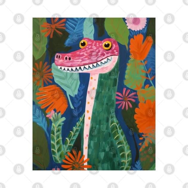 Crocodile and flowers by Geek Culture