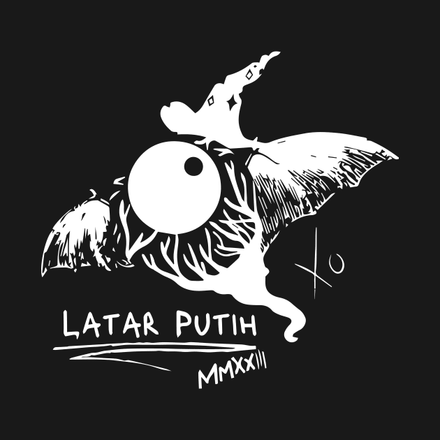 Witch Spooks X Latar Putih (White on Black T-Shirt) by Latar Putih