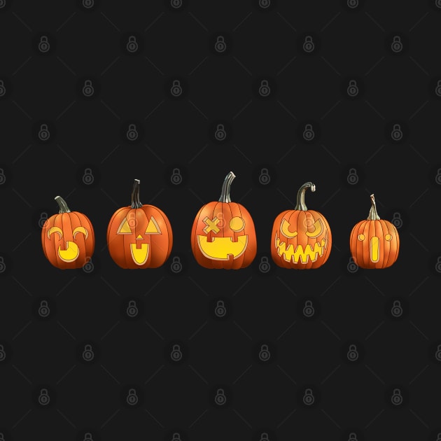 Five Jack 'O Lanterns (Black) by ziafrazier