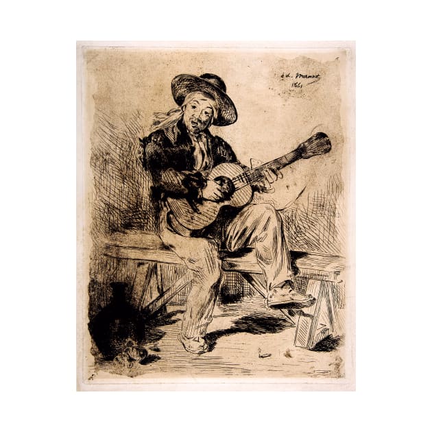 Spanish Singer (Le Guitarrero) by Édouard Manet by rocketshipretro