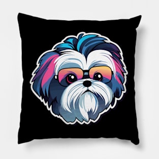 Shih Tzu Dog Illustration Pillow