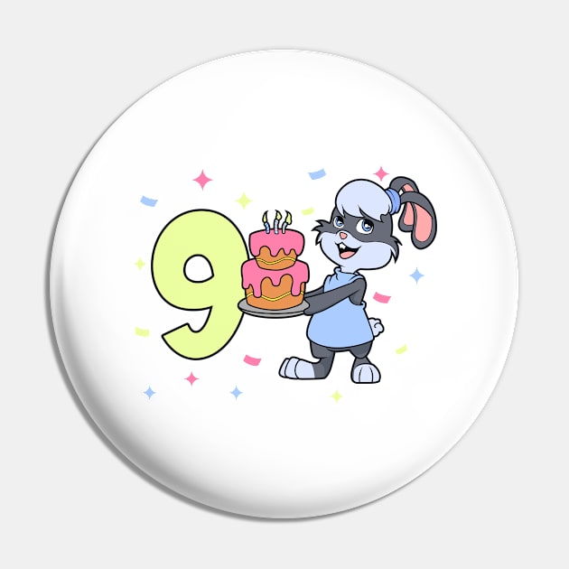 I am 9 with bunny - girl birthday 9 years old Pin by Modern Medieval Design