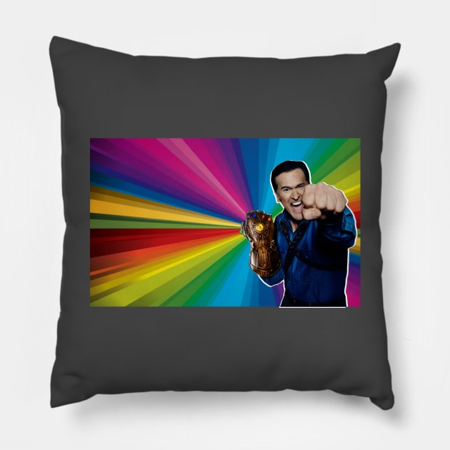 Ash Williams with Infinity Gauntlet Pillow by Exentertainer