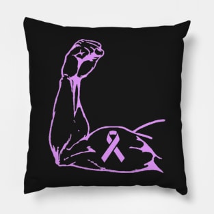 Flexed arm with Light Purple Awareness Ribbon Pillow