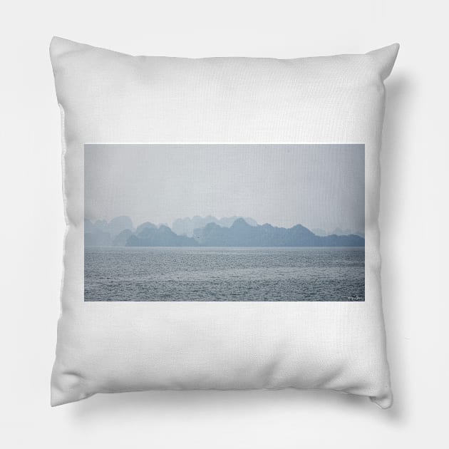 Hazy Morning on Ha Long Bay Pillow by BrianPShaw