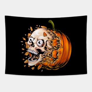 Skeleton pumpkin Tapestry