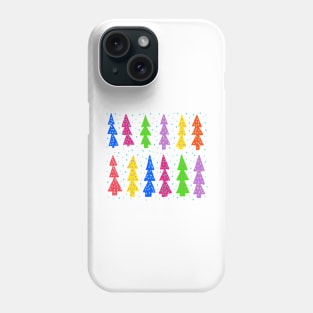 Festive Christmas Trees in Rainbow Colors Phone Case