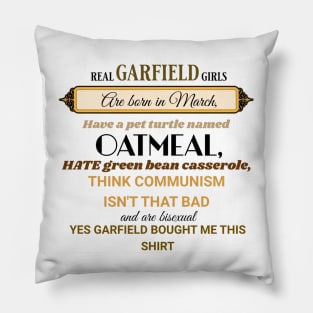 Real Garfield Girls Pillow