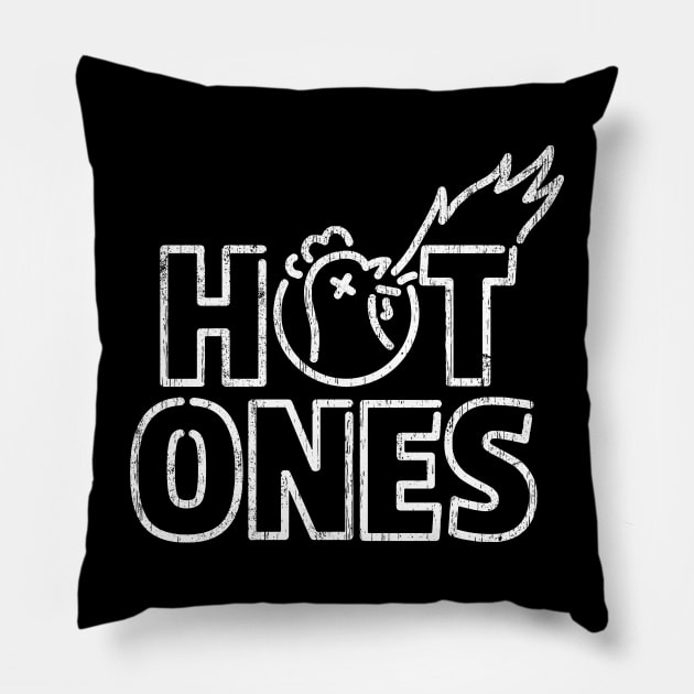 Hot Ones White Pillow by Super Cell Art