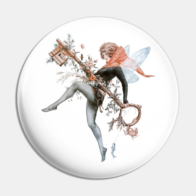 Fairy Celebrating Spring Pin by VintageArtwork