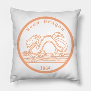 Wood Dragon 1964 Year of the Dragon Peach Fuzz Pillow