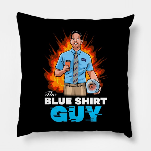 Blue Shirt Guy Pillow by ajax2099
